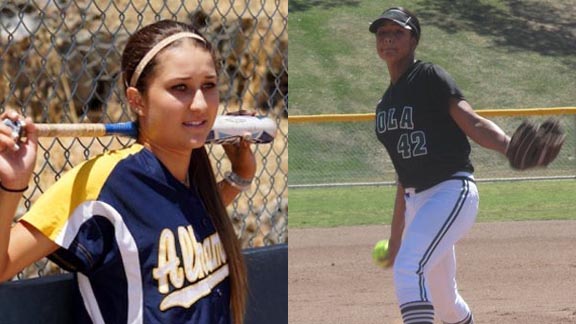 Briana Perez (left) has had three straight banner seasons for Alhambra of Martinez and is All-State Underclass once again. Analise De La Roca (right) may be from small-school Port of L.A., but has shown she's more than her stats by virtue of scholarship commitment to Arizona State. Photos: SportStarsOnline.com & Jamaal Street/San Pedro News Pilot.