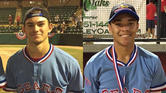 Two of the four players from Buchanan of Clovis chosen to either first team or second team All-State Underclass are Zach Presno (left) and Jamal O'Guinn. Photo: Mark Tennis.