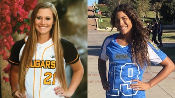One of the state's top sophomores for 2016 was Jasmine Sievers from Capistrano Valley of Mission Viejo. She has already committed to Oregon and batted .552. One of the state's top frosh was Maya Brady from Oaks Christian of Westlake Village. She already has committed to UCLA. She is the daughter of former Fresno State standout Maureen Brady, who set several state pitching records from 1988 to 1991 at Hillsdale of San Mateo. Her younger brother, Tom, came along a few years later at Serra and has become one of the top QBs in NFL history. Photos: Capo Valley Softball/OCSidelines.com & cbssports.com.