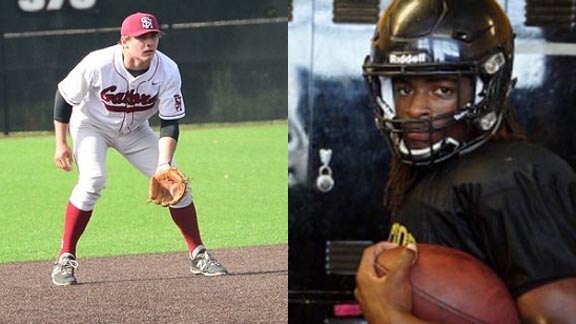 Two other State Boys Athletes of the Year are Andrew Daschbach of Sacred Heart Prep (Division IV) and Najee Harris of Antioch (juniors). Photos: shschools.org & Phillip Walton/SportStars.