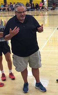 East Bay Xplosion club director Mark Anger coaches his team during event that his club also hosted. Photo: Harold Abend.