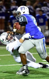 It may be a case of pick your poison at Rancho Bernardo this season. Defenses will have to worry about RB Milan Grice (above) in addition to QB Mark Salazar. Photo: hudl.com.