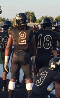 A view from behind is what a lot of defenders see when playing Antioch's Najee Harris (No. 2). We had him with 11 carries for 227 yards and three TDs with a 35-yard TD pass reception and an interception on defense in 67-38 win over Lincoln of Stockton. Photo: Mark Tennis.