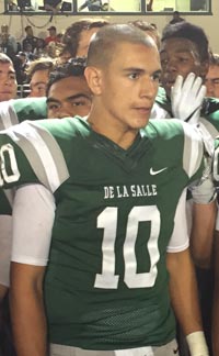 Abel Ordaz is the starting QB this year for De La Salle. Photo: Mark Tennis.