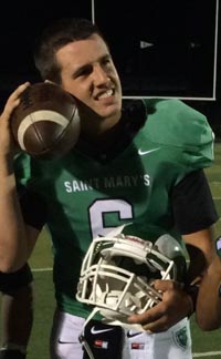 QB Jake Dunniway and team from St. Mary's will take new No. 1 section ranking to Whittier College on Friday to face state No. 2 and national powerhouse St. John Bosco. Photo: Twitter.com.