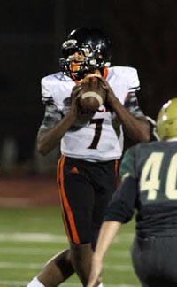 Sophomore QB Kaun Green had a breakout game coming off the bench after an injury in McClymonds' win over Moreau Catholic. Photo: Willie Eashman.