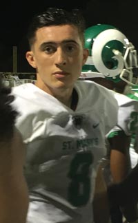 St. Mary's WR Marcos Aponte had a strong game against Central Catholic, which is a school he attended prior to St. Mary's. Photo: Mark Tennis.