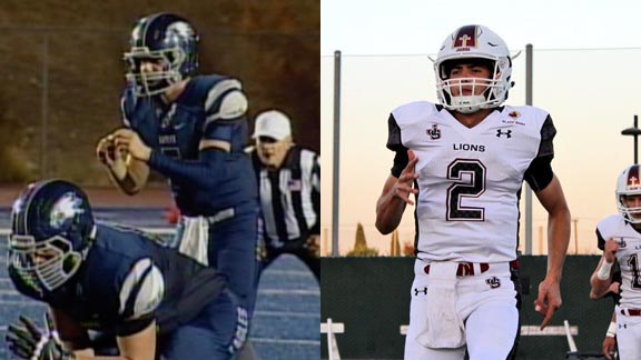 Two of this week's NorCal/SoCal honorees are Brentt Schaeffer (left) of Vista del Lago and Matt Robinson of JSerra. Photos: accesslocal.tv & #D1BoundNation/Twitter.com.