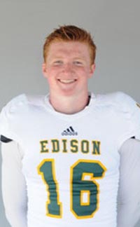 Griffin O'Connor has helped Edison of Huntington Beach to a 7-1 record heading into the last weekend of October with the only loss coming to state No. 1 Mater Dei. Photo: edisonchargerfootball.com.