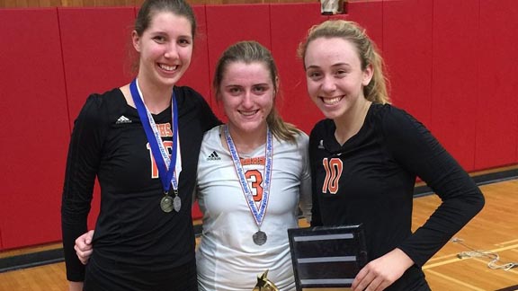 These three players from Huntington Beach -- Ashley Stevens, Julia Jackson and Cami Sanchez -- were all on the all-tourney team when the Oilers won top honors last month at the Coastal Classic tourney in San Diego. Photo: hboilersvolleyball.net.