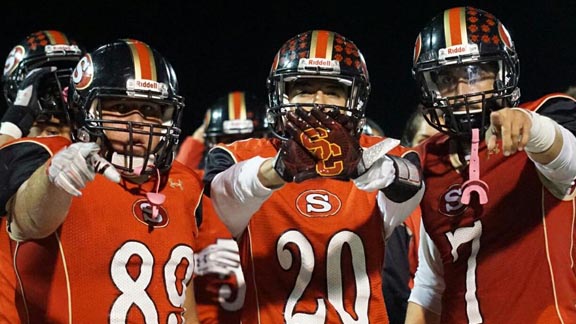 These three players and everyone else at Segerstrom of Santa Ana was pumped up after team improved to 8-0 last week. Photo: Mark Bausman/SoCalSidelines.com.