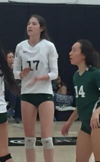 Sophia Plett reacts after her team at Sacred Heart Cathedral won a point during title game of Stockton Classic. Photo: Mark Tennis.