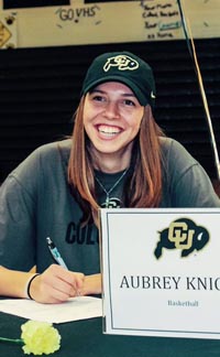 Before she heads to the University of Colorado to play basketball, Ventura multi-sport athlete Aubrey Knight has some work to do on the volleyball court. Photo: Twitter.com.