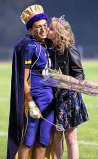 It's been a good year for Ukiah's Eddie Holbrook. Eight interceptions so far on defense and was named Homecoming King. Photo: Ukiah Daily Journal.