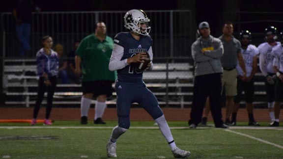 It's almost certain that Tristan Gebbia will become CIFSS career passing yardage leader, but can he get the TD pass total of his coach's brother? Photo: @CalabasasFtball/Twitter.com.