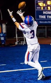 Folsom's Jack Sa makes nice over-the-shoulder catch earlier this season when team beat Rocklin. Photo: Twitter.com.