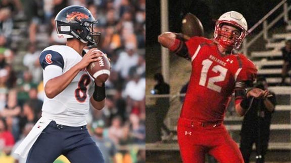 Two of this week's top statewide performers are Jeremy Moussa from Roosevelt of Eastvale (left) and Chris Lubinsky of Ceres. Photos: Hudl.com & James Burns/The Modesto Bee.