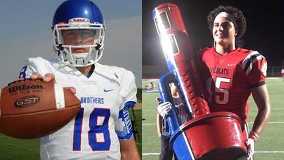 Two of this week's NorCal/SoCal Players of the Week are Tyler Vander Waal of Sacramento Christian Brothers & Jaelan Phillips of Redlands East Valley. Photos: Twitter.com.