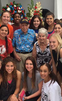 Clovis West's girls went to Pearl Harbor on the 75th anniversary of the infamous attack and spent time with a survivor. Photo: @CWGirlsBBall/Twitter.com.