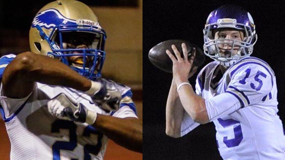 Santa Margarita's Malone Mataele was known throughout the Southern Section for returning kicks for TDs while Valencia's Aaron Thomas led 10-3 team with more than 3,000 passing yards. Photos: Twitter.com & @VHSVikingsFball/Twitter.com.