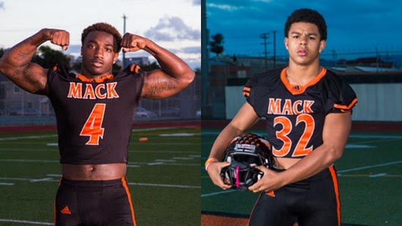 Two of the top players for CIF Oakland Section champion McClymonds, which is playing East Nicolaus in the CIF NorCal D5-A championship game, are Cal commit Paul Scott (left) and linebacker-fullback De'Sean Brantley. Photo: Everett Bass Photography.