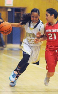 Shyla LaTone of Chula Vista Bonita Vista isn't shy about taking it to the hoop and scoring in all ways possible. Photo: sandiegosol.com.